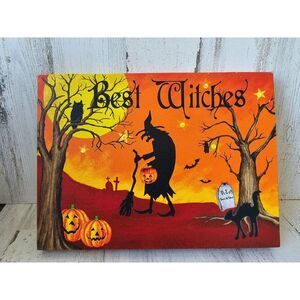 Von maur witch light up sign Halloween cat forest decor cemetery